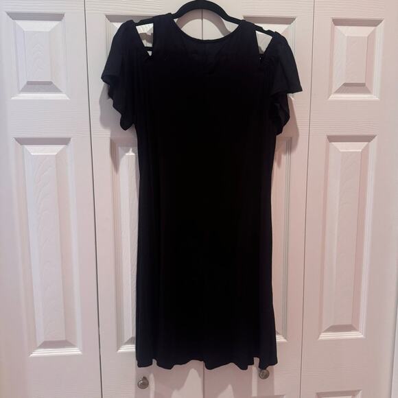 Simply Southern Women's Black Cold Shoulder Criss Cross V-neck Dress Size M - Picture 2 of 6